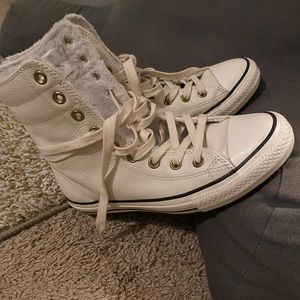 Converse off white leather high tops